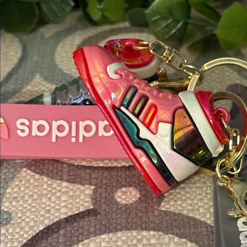 2 Adidas Pink and Gray Shoe Keychain Set - Picture 9 of 11